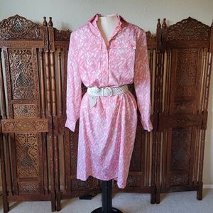 80s Pastel Pink Confetti Sprinkles Shirt Dress - Schrader Sport Petite